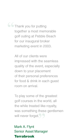 Terrabrook Pebble Beach Testimonial