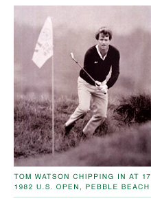 Tom Watson immediately after chipping in at 17, 1982 U.S. Open at Pebble Beach